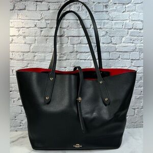 Coach Market Black Leather Tote